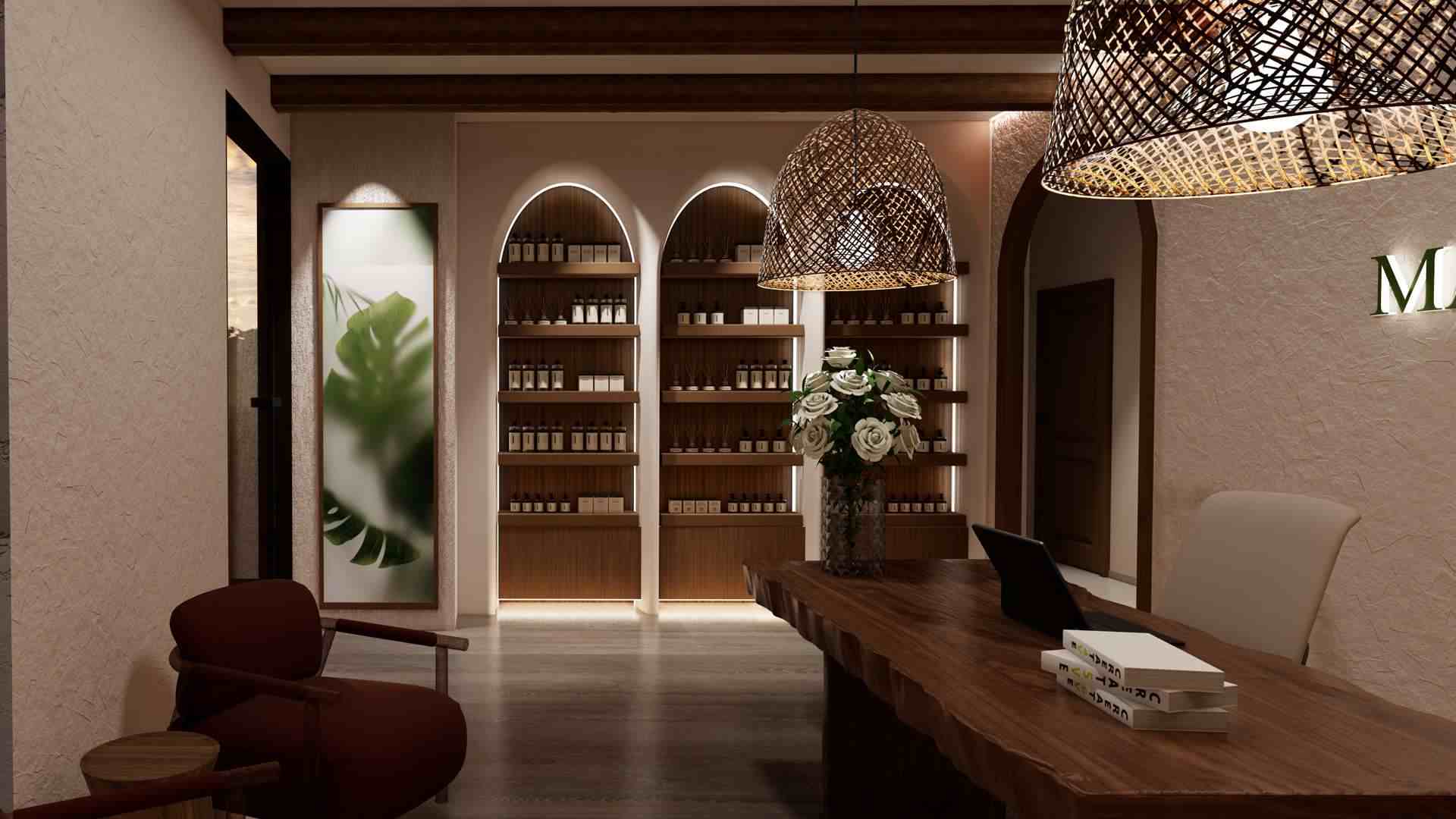 Clubhouse exterior with a vibrant garden area.